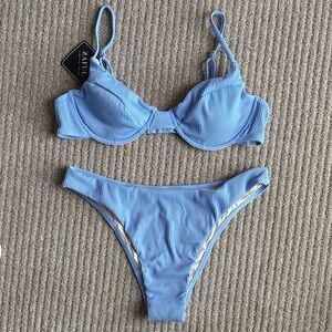 Light Blue Ribbed Bikini Set